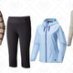 Stretchstone Hooded Long Sleeve Shirt, $27 | Dynama Capri, $16 | Wind Activa™ Jacket, $30 | Sarafin Long Sleeve Cardigan, $52